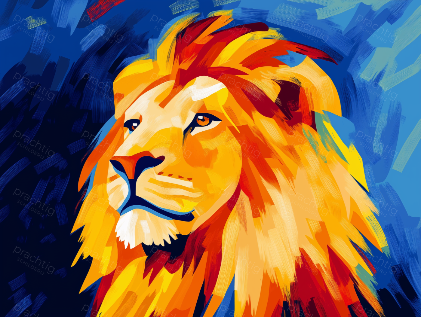 Majestueuze Leeuw in Abstracte Kleuren