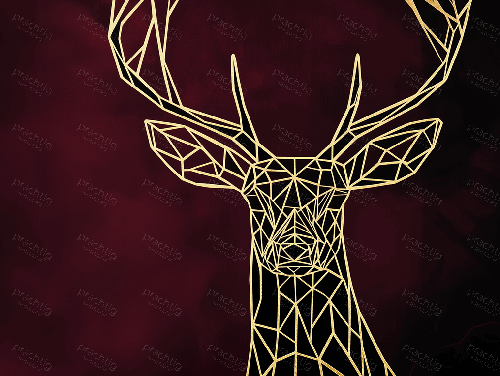 Goudkleurig Hert in Geometrisch Design