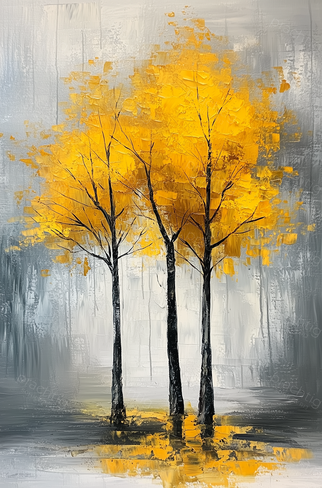 Drie bomen met gouden bladeren