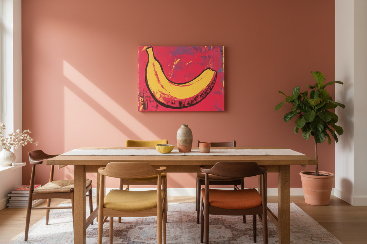 Pop Art Banaan op Fel Roze