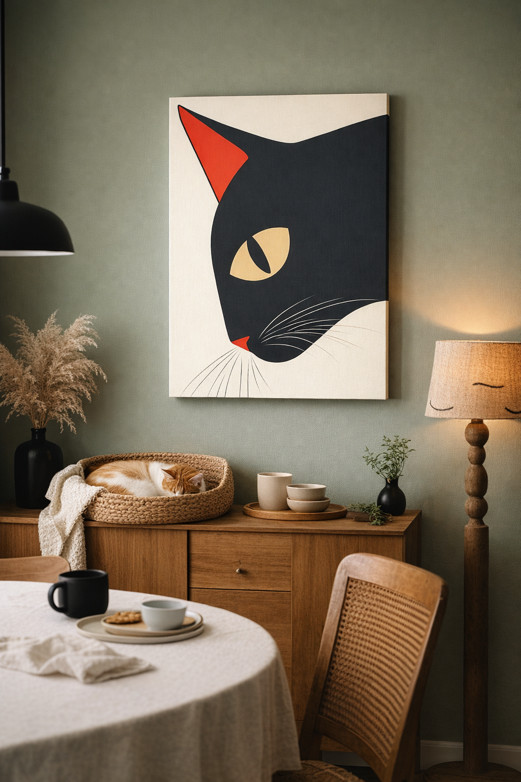 Zwarte Kat Met Rode Oren