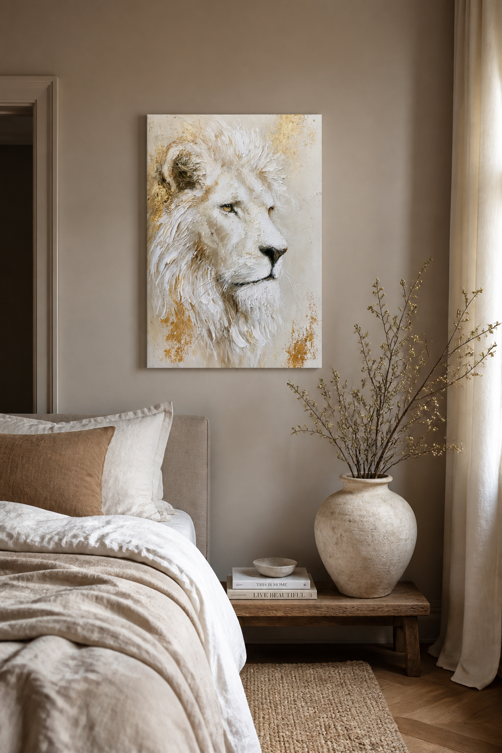 Majestueuze Leeuw in Neutrale Kleuren