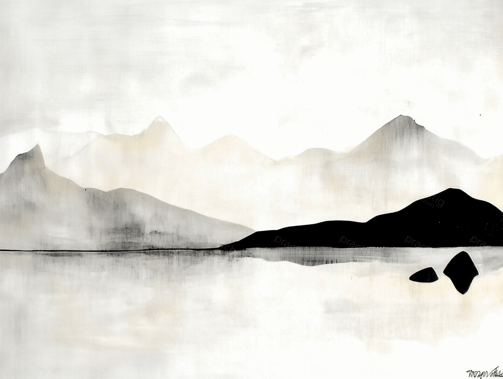 Rustige bergen aan stille waterkant