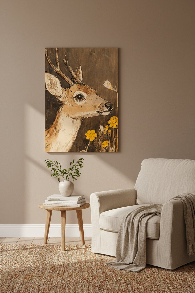 Hert met Gele Bloemen