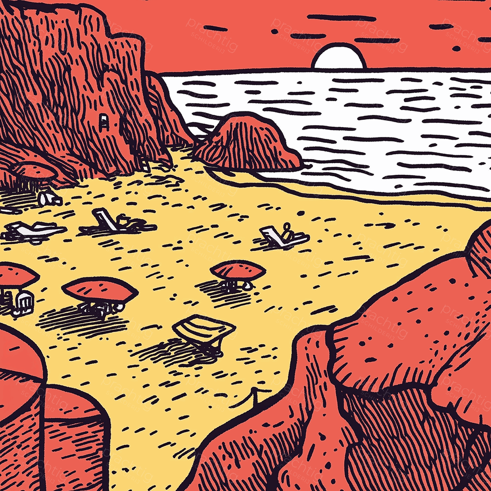 Zonsondergang aan Zandstrand