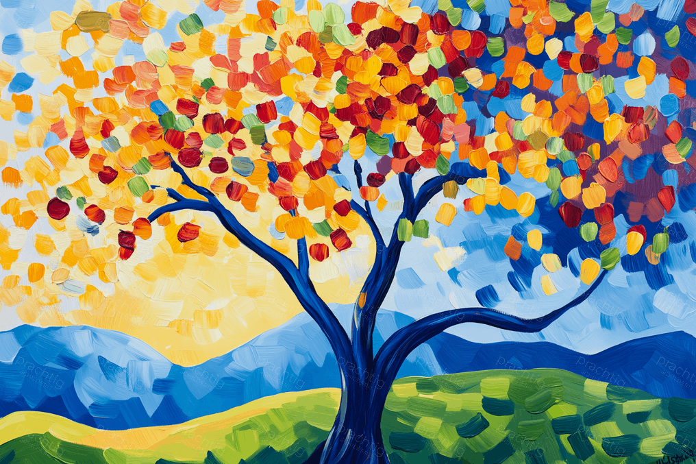 Herfstboom in Vrolijke Kleuren