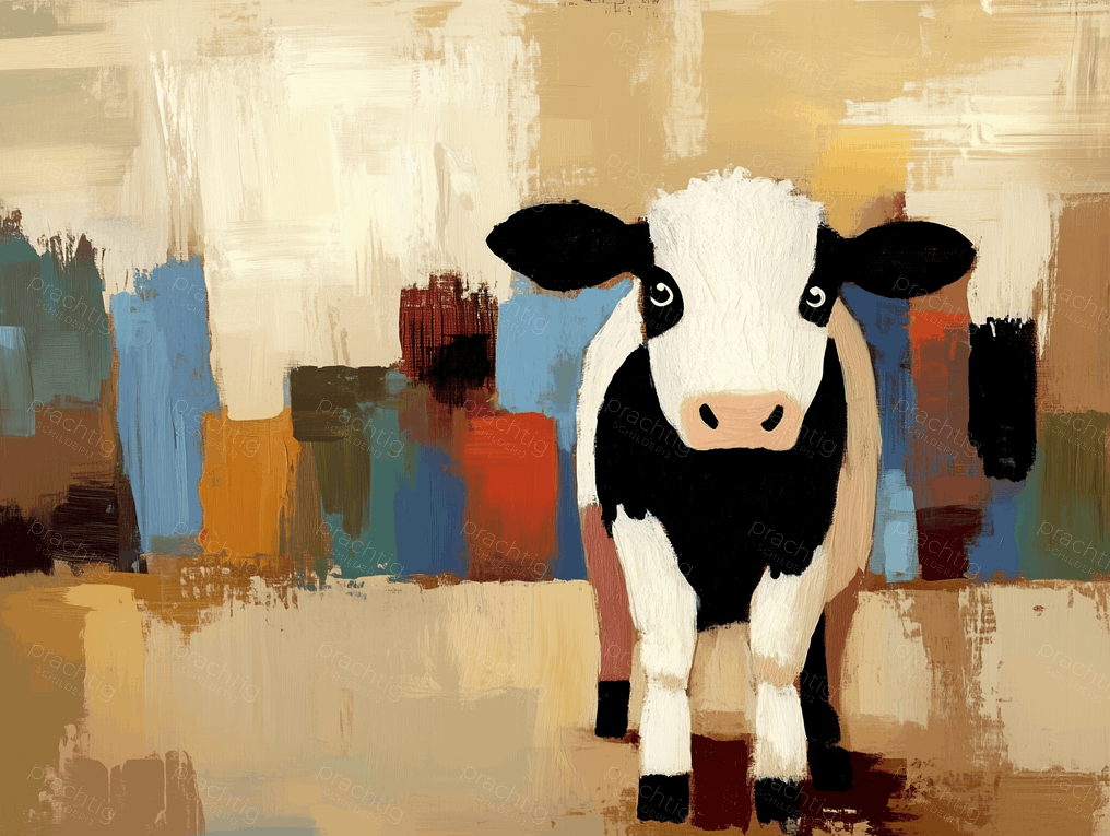 Nieuwsgierige Koe op Vrolijke Achtergrond