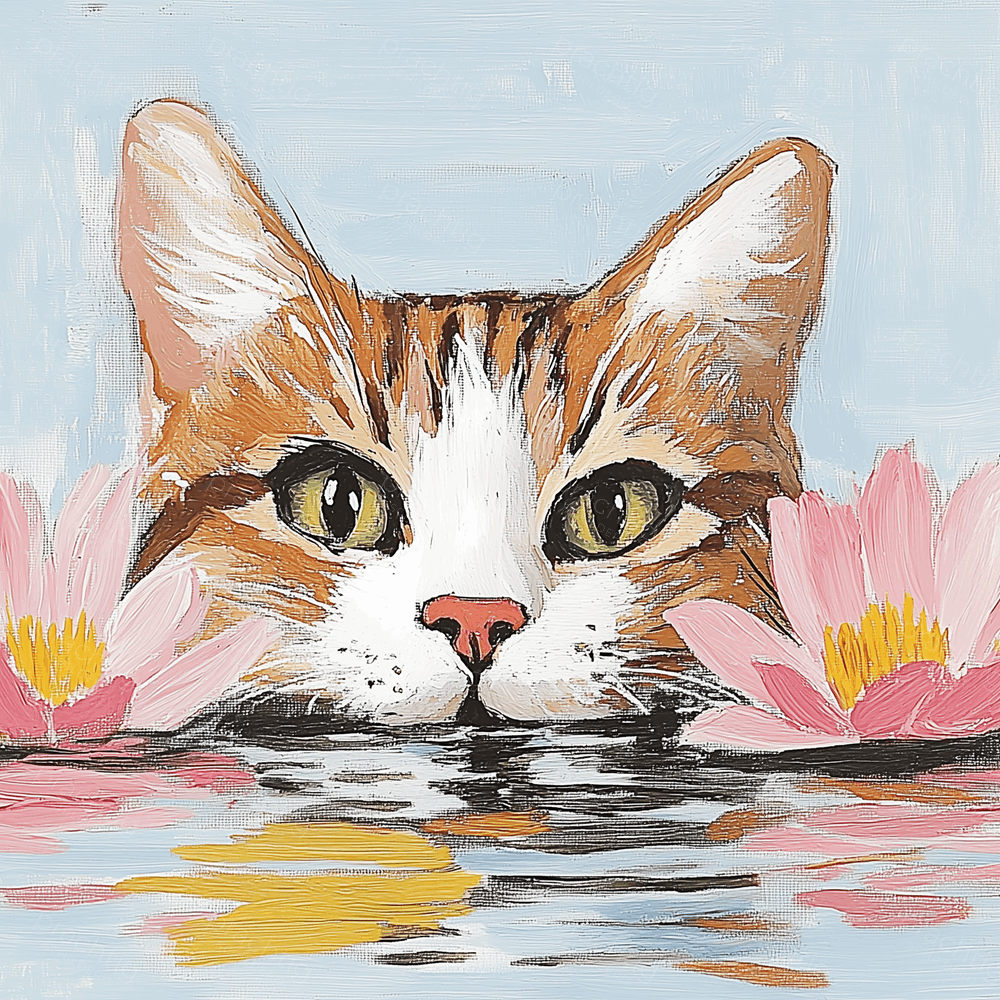 Kat tussen de waterlelies