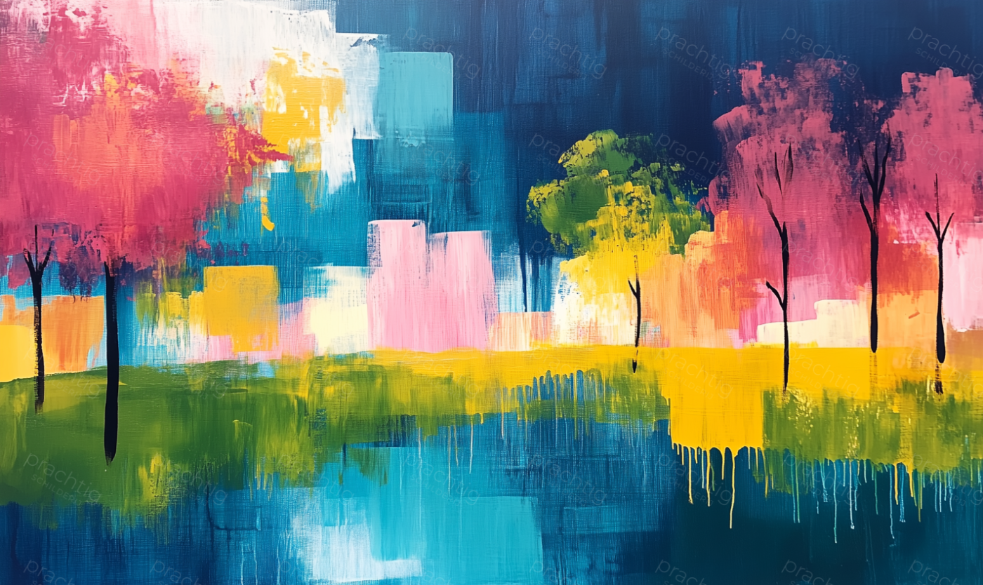 Kleurrijk Landschap met Abstracte Bomen