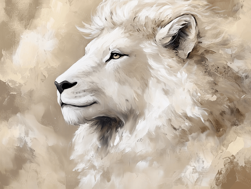 Majestueuze Witte Leeuw in Beweging