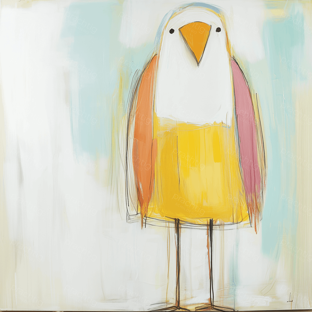 Vrolijke vogel in pasteltinten