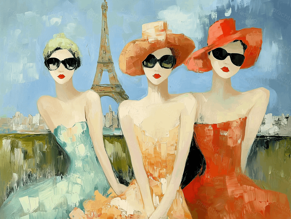 Stijlvolle Dames voor de Eiffeltoren