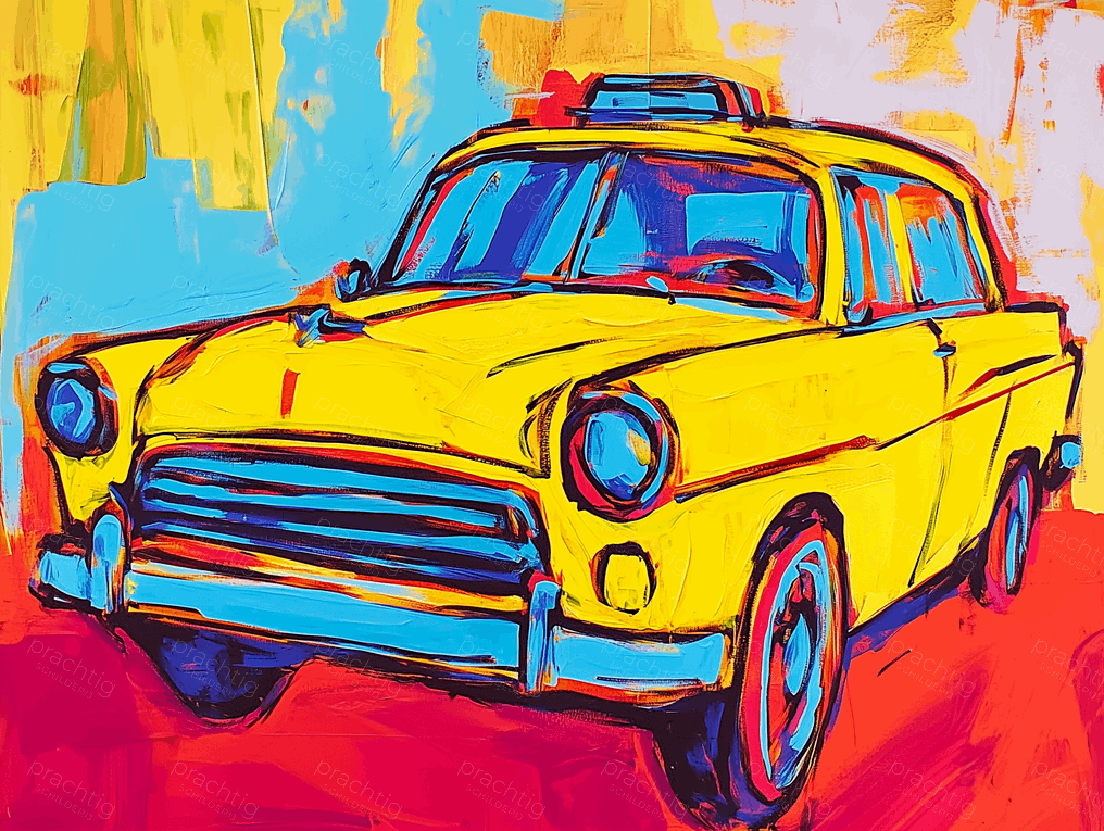 Retro taxi in felle kleuren