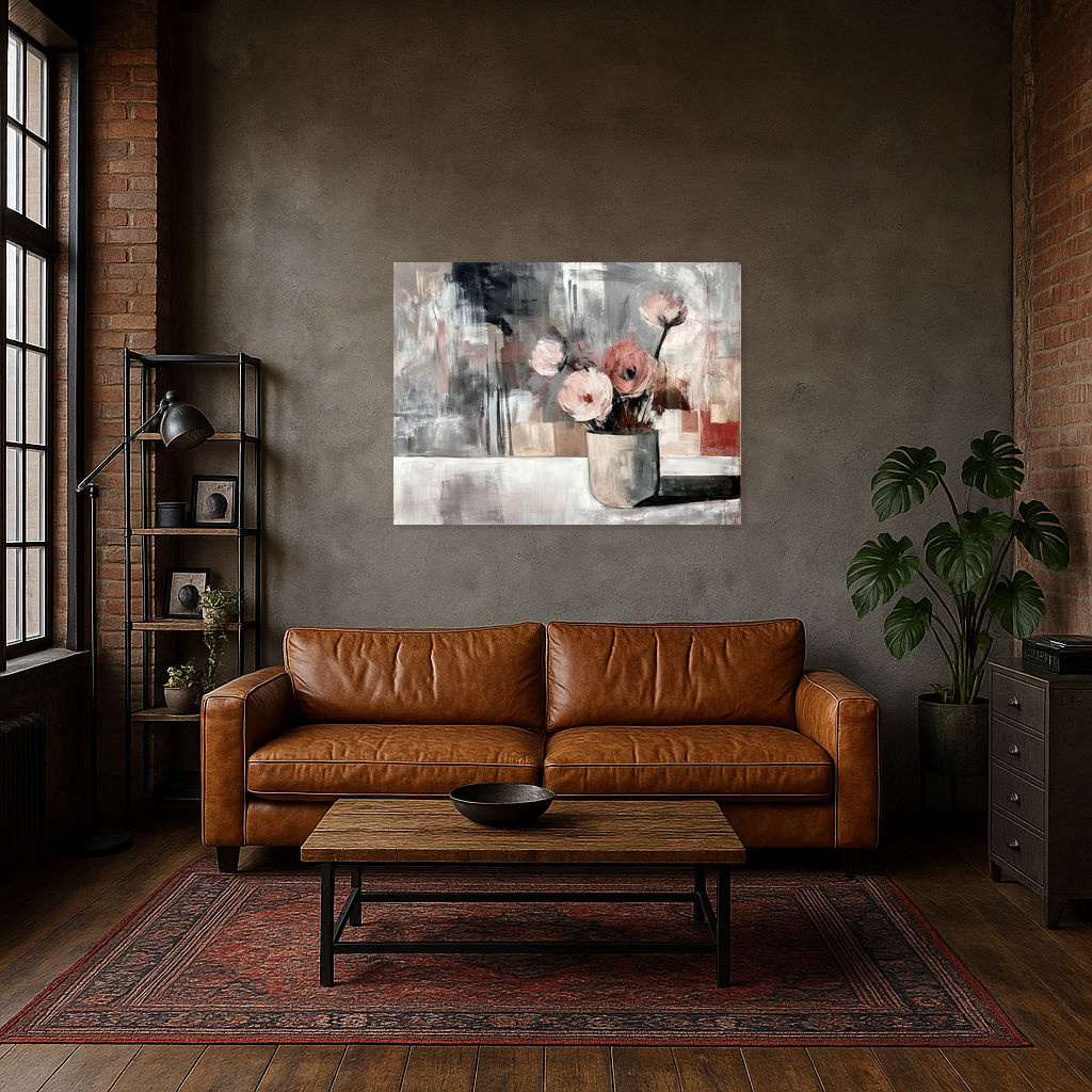 Bloemstilleven met Abstracte Achtergrond