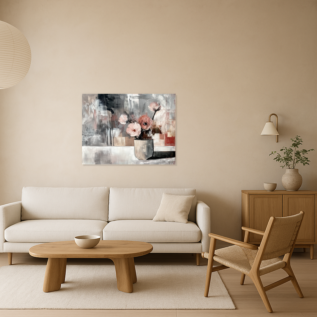 Bloemstilleven met Abstracte Achtergrond