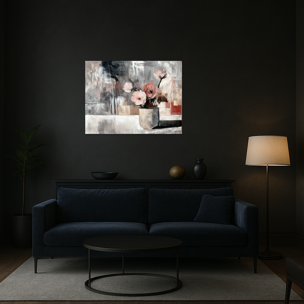 Bloemstilleven met Abstracte Achtergrond