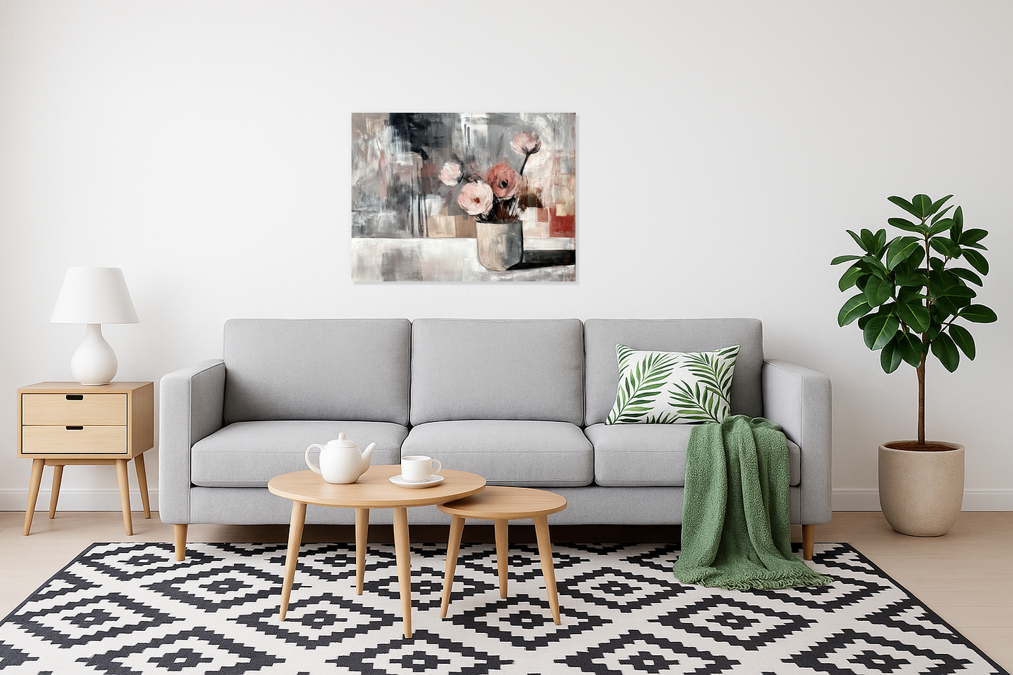 Bloemstilleven met Abstracte Achtergrond