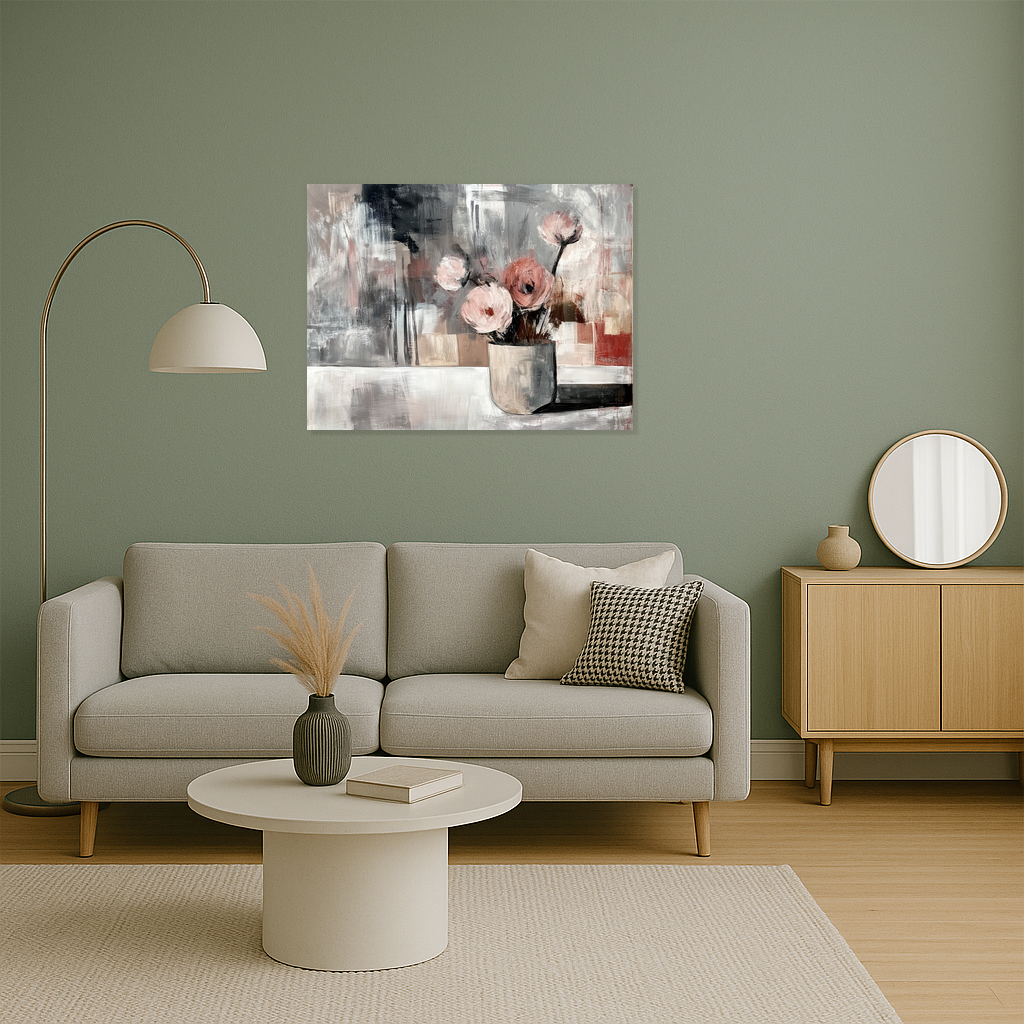 Bloemstilleven met Abstracte Achtergrond