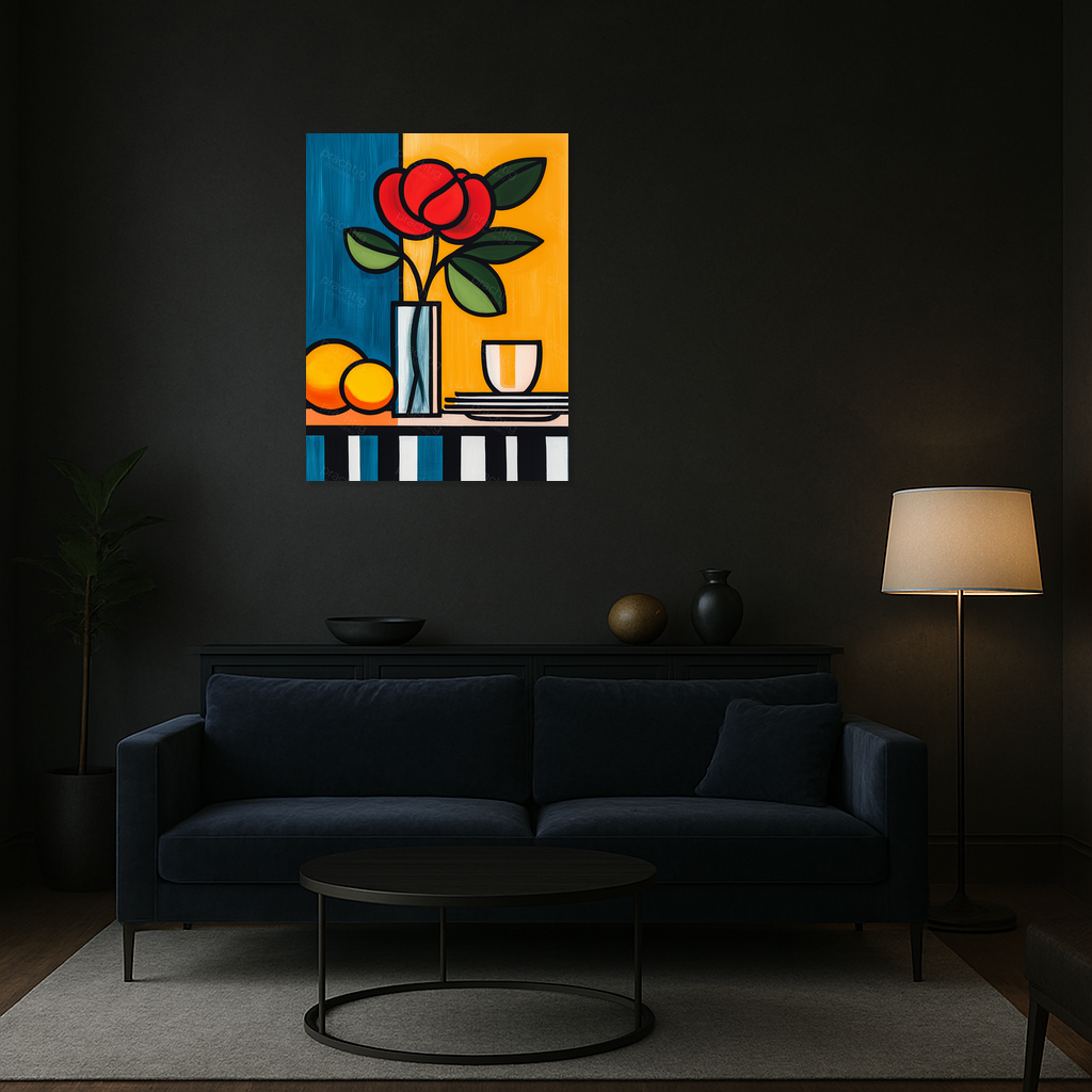 Bloeiend Stilleven in Strakke Kleuren