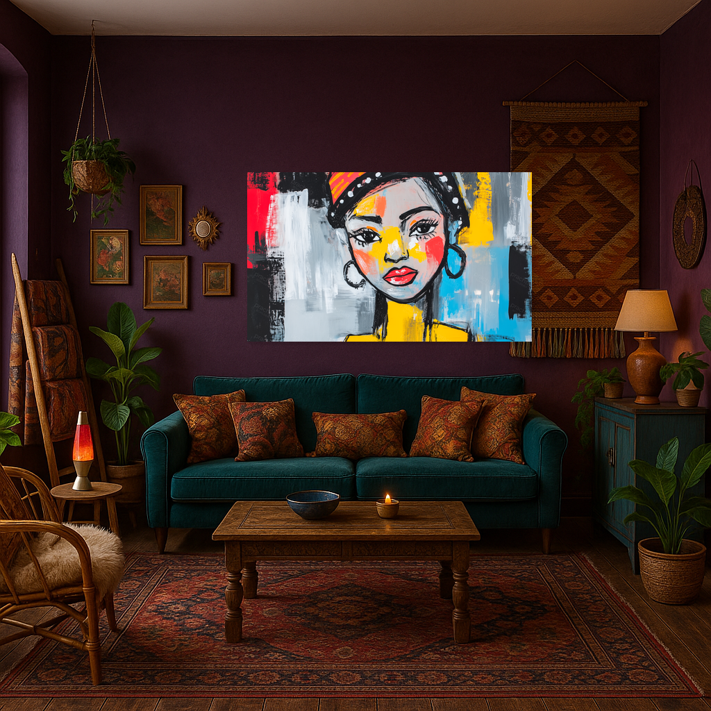 Expressieve Portretkunst met Levendige Kleuren