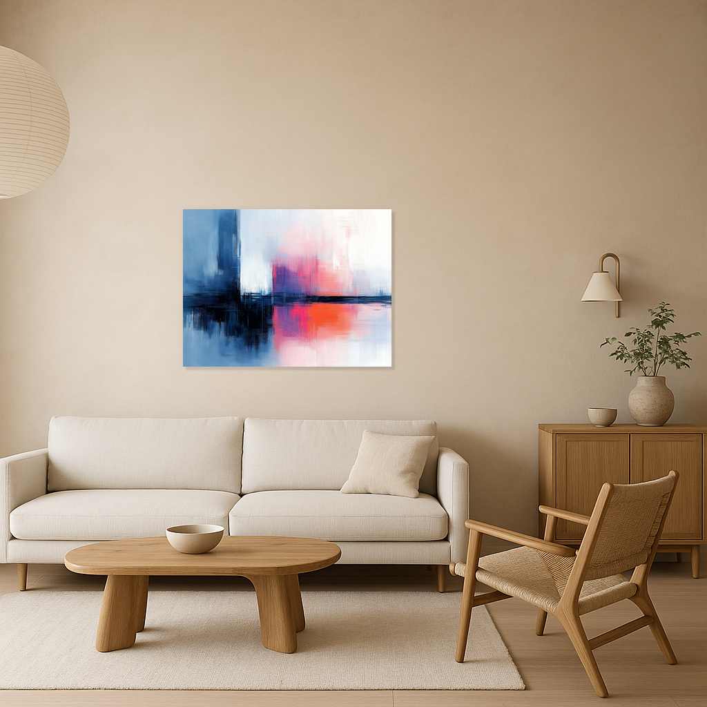 Abstractie in Blauw en Roze