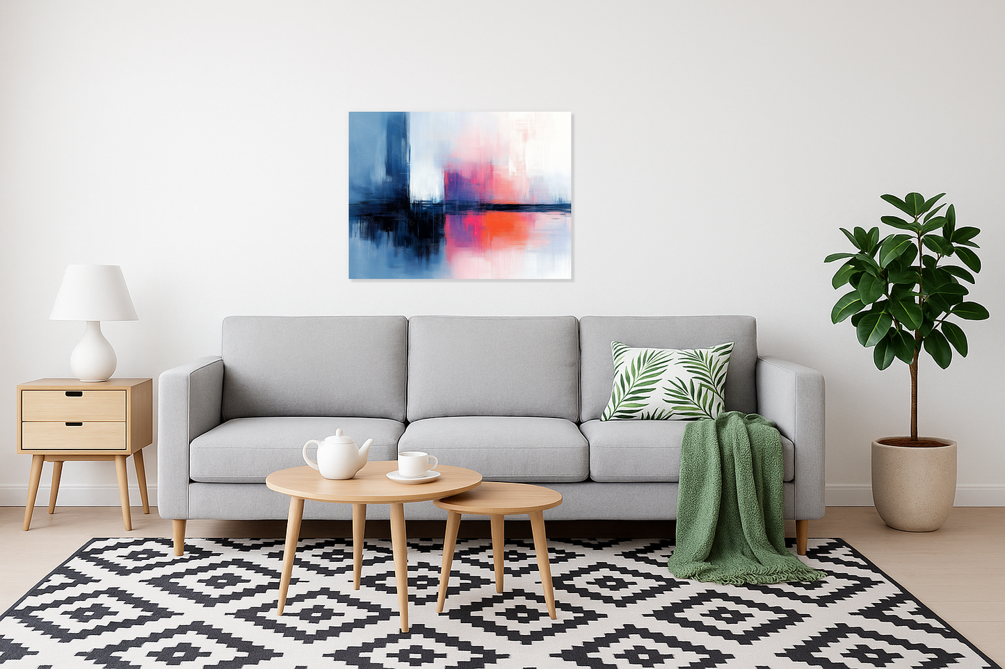 Abstractie in Blauw en Roze