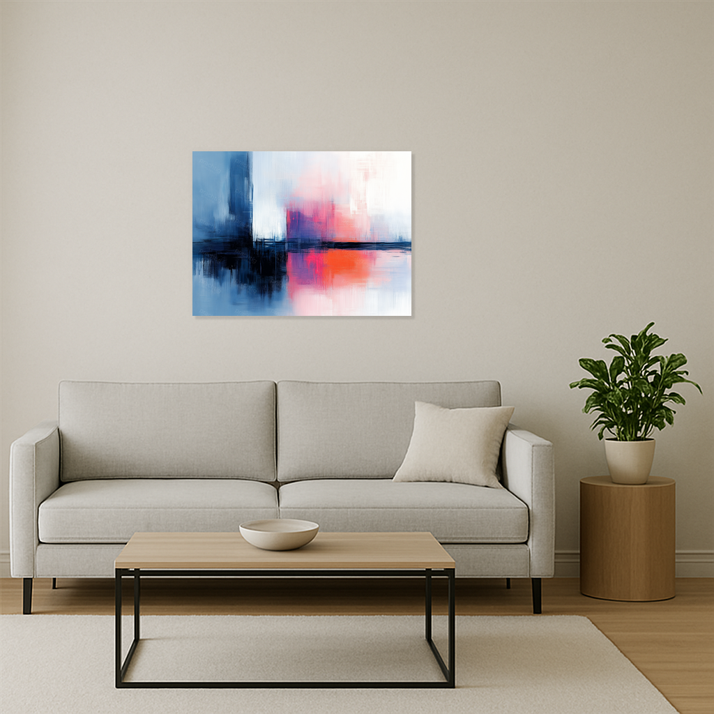 Abstractie in Blauw en Roze