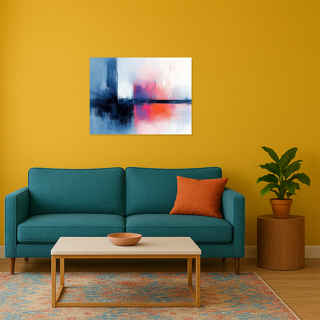 Abstractie in Blauw en Roze