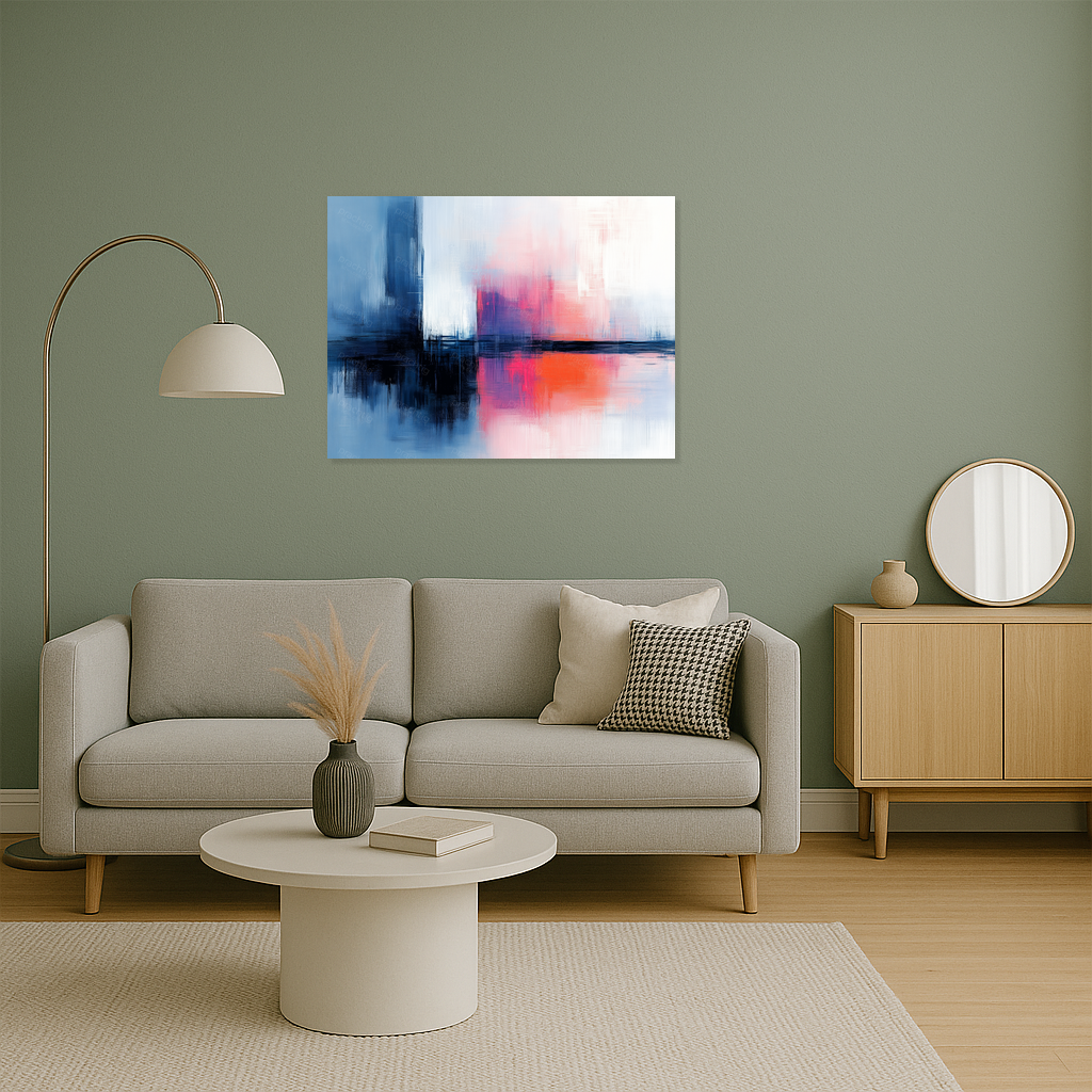 Abstractie in Blauw en Roze