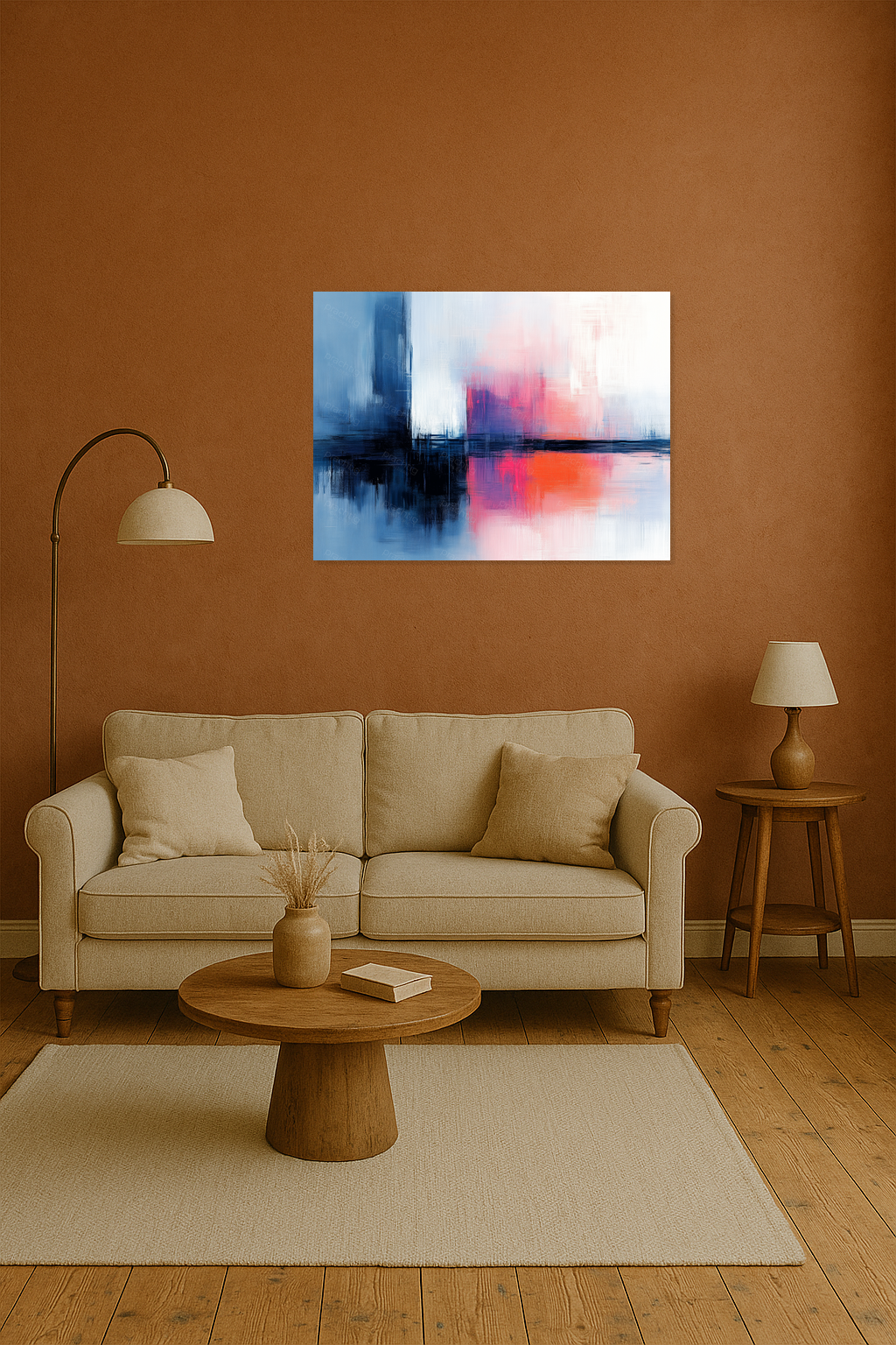 Abstractie in Blauw en Roze