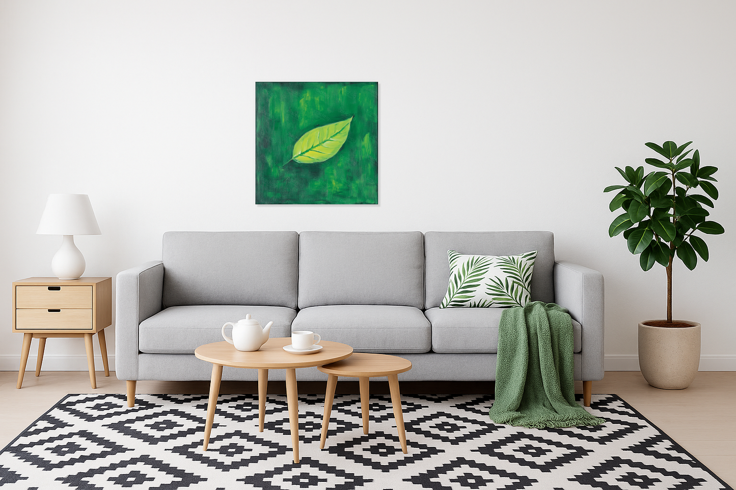 Eenzaam Blad op Groen