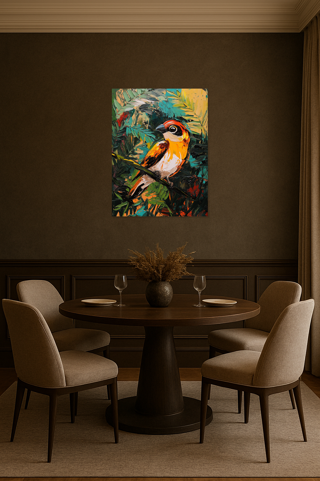 Exotische Vogel in Bladerpracht