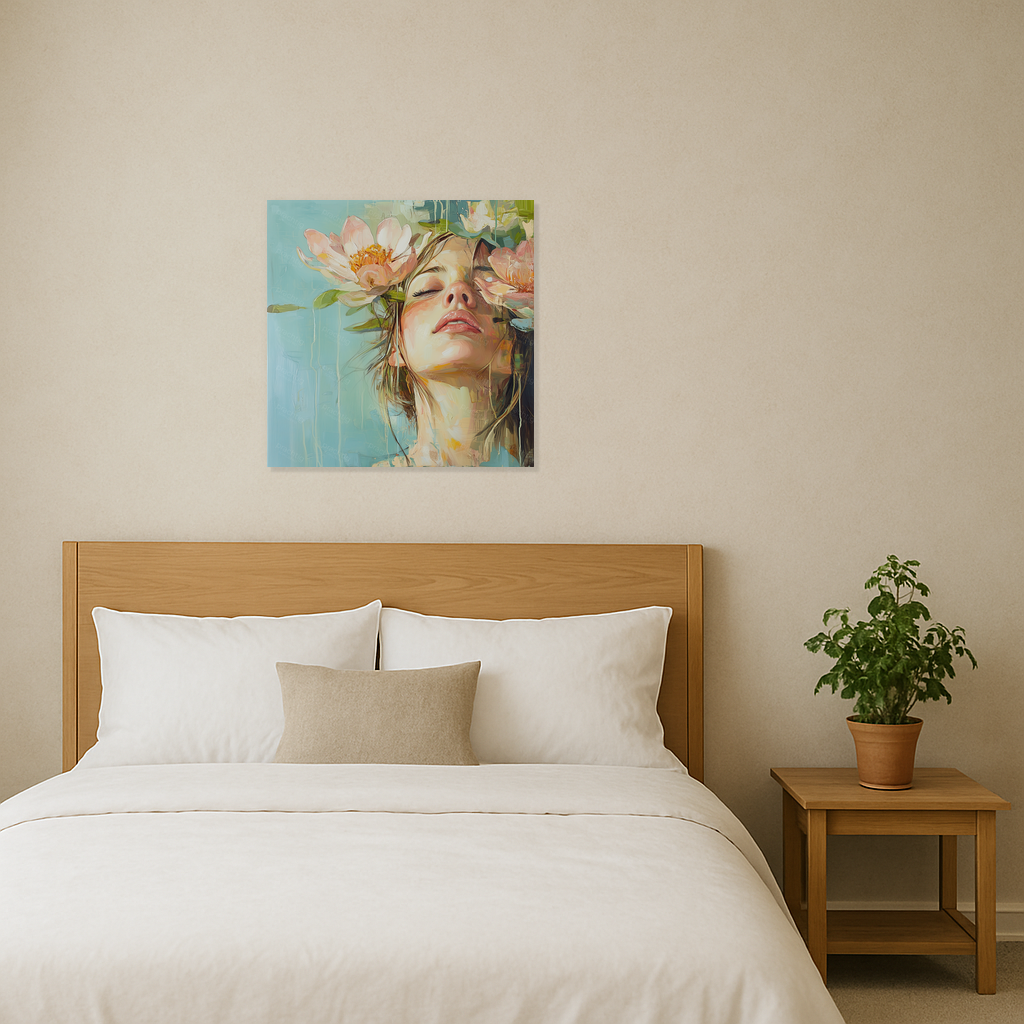 Dromende vrouw met bloemen