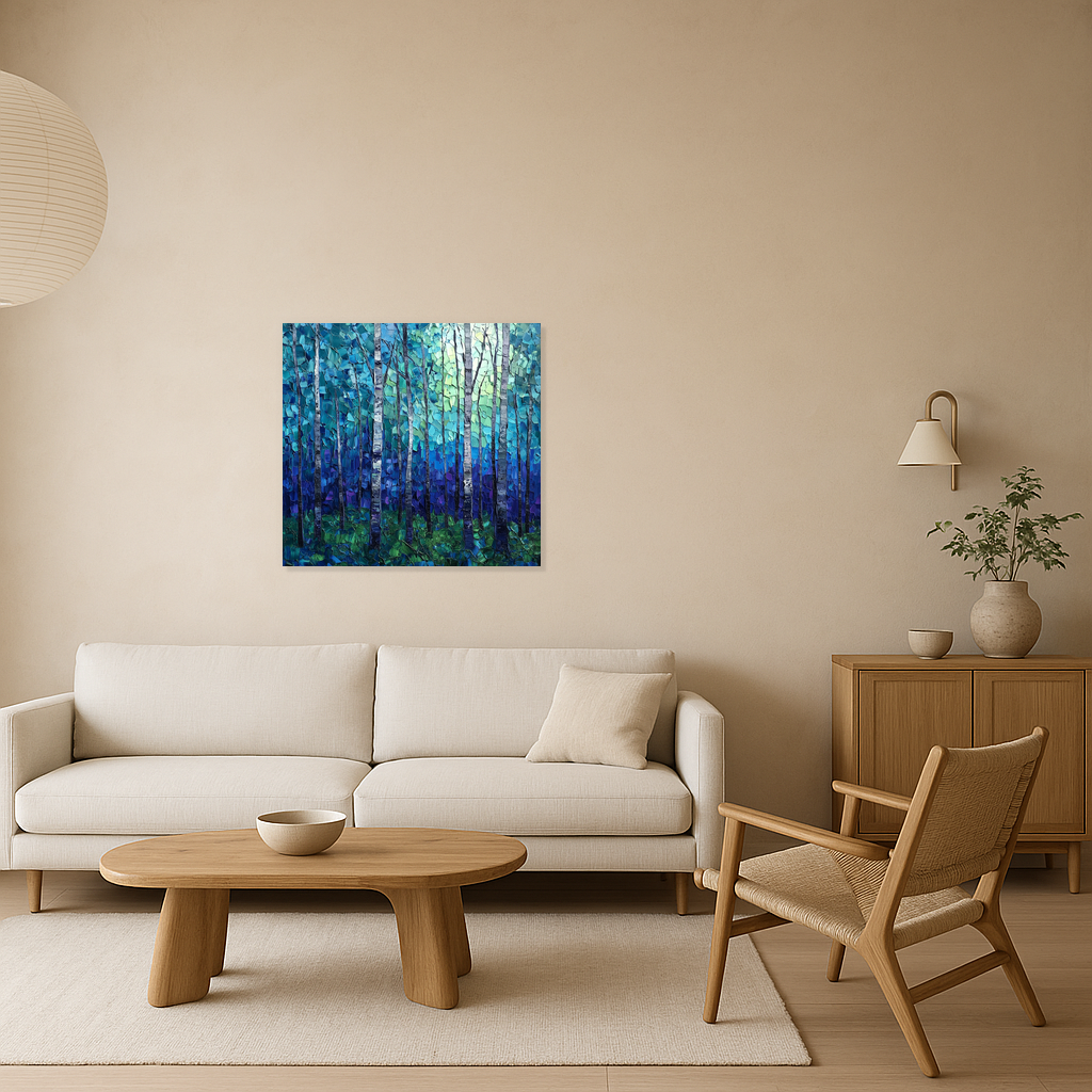 Betoverend Berkenbos in Blauwtinten