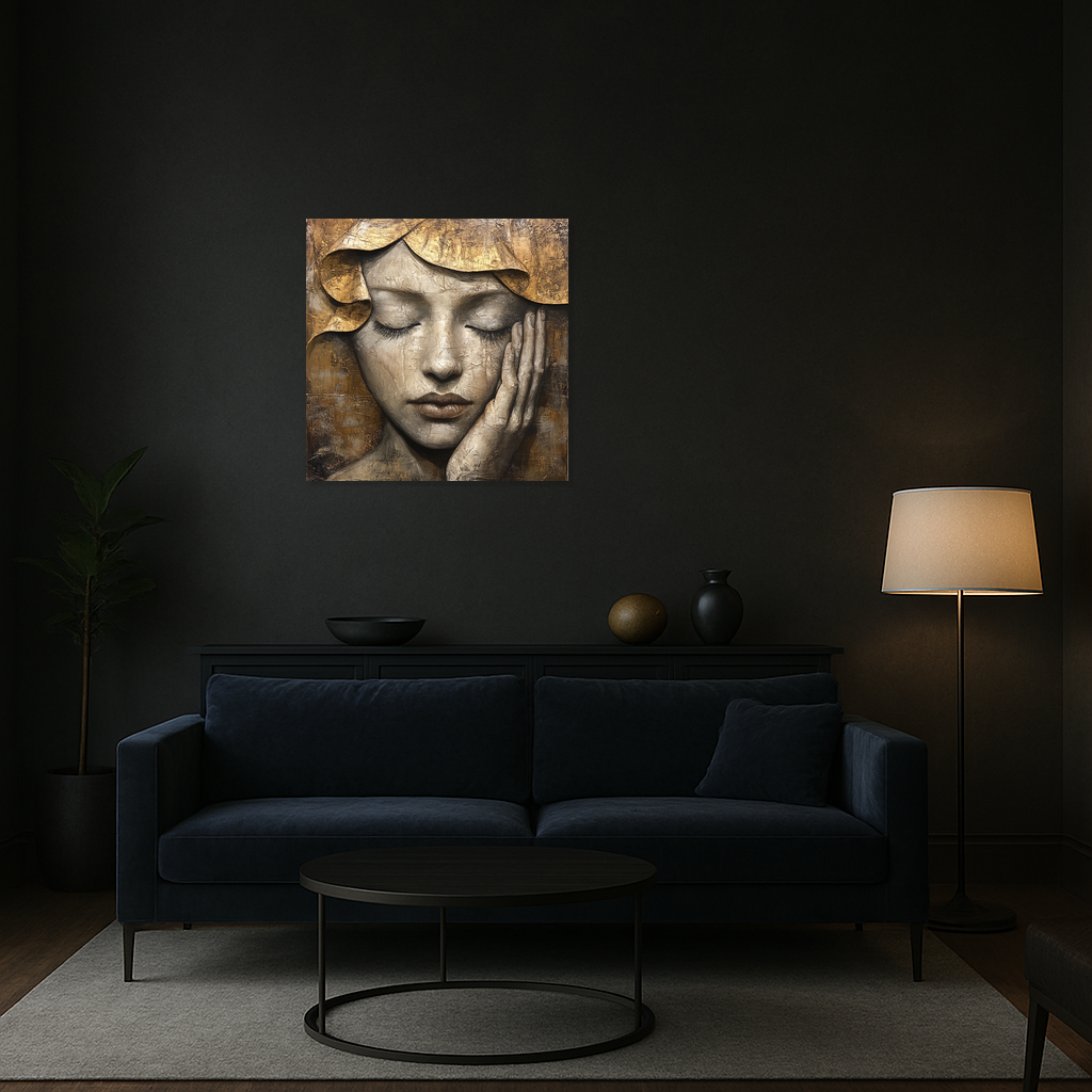 Dromerig Portret met Gouden Accenten