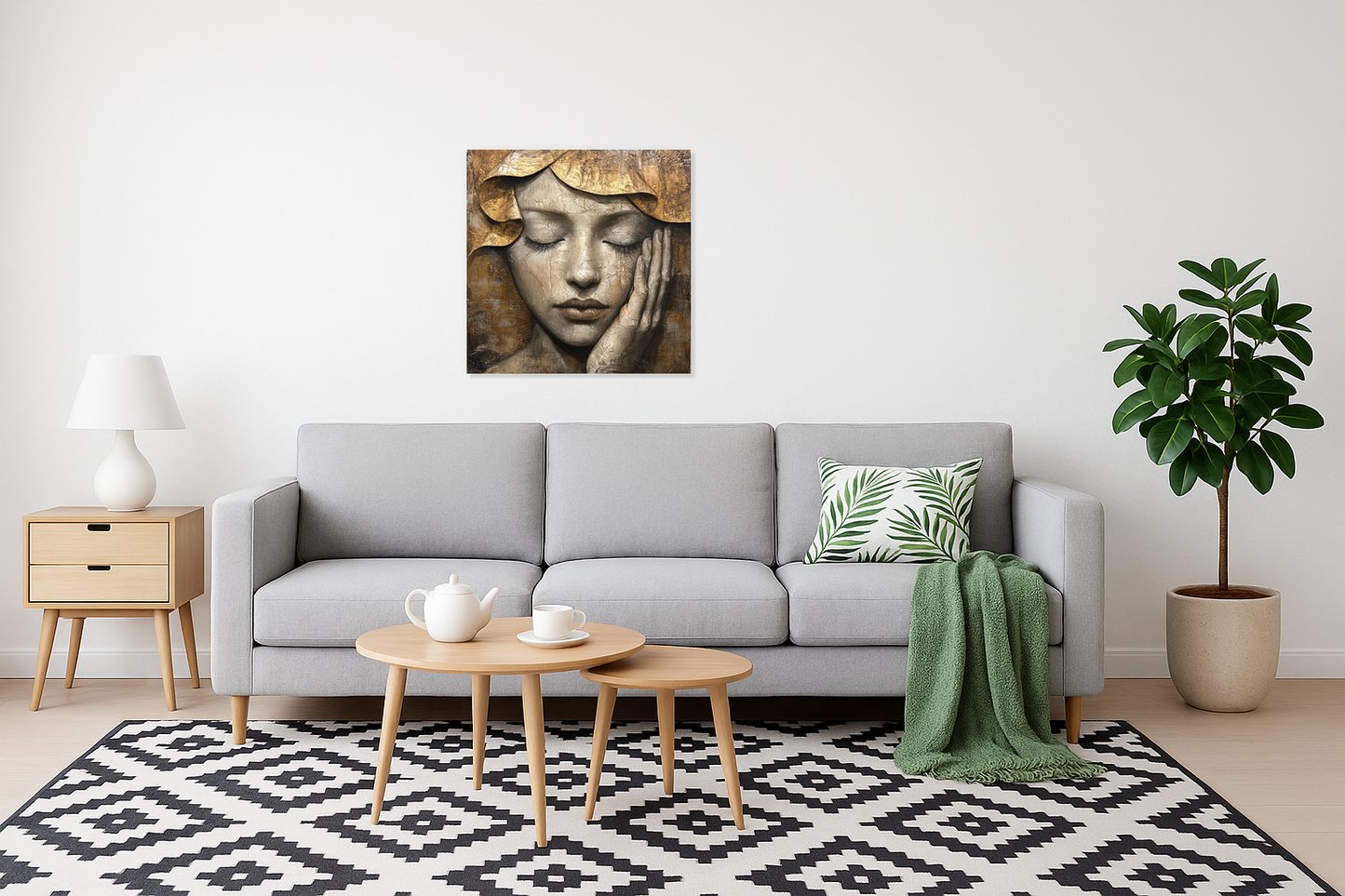Dromerig Portret met Gouden Accenten