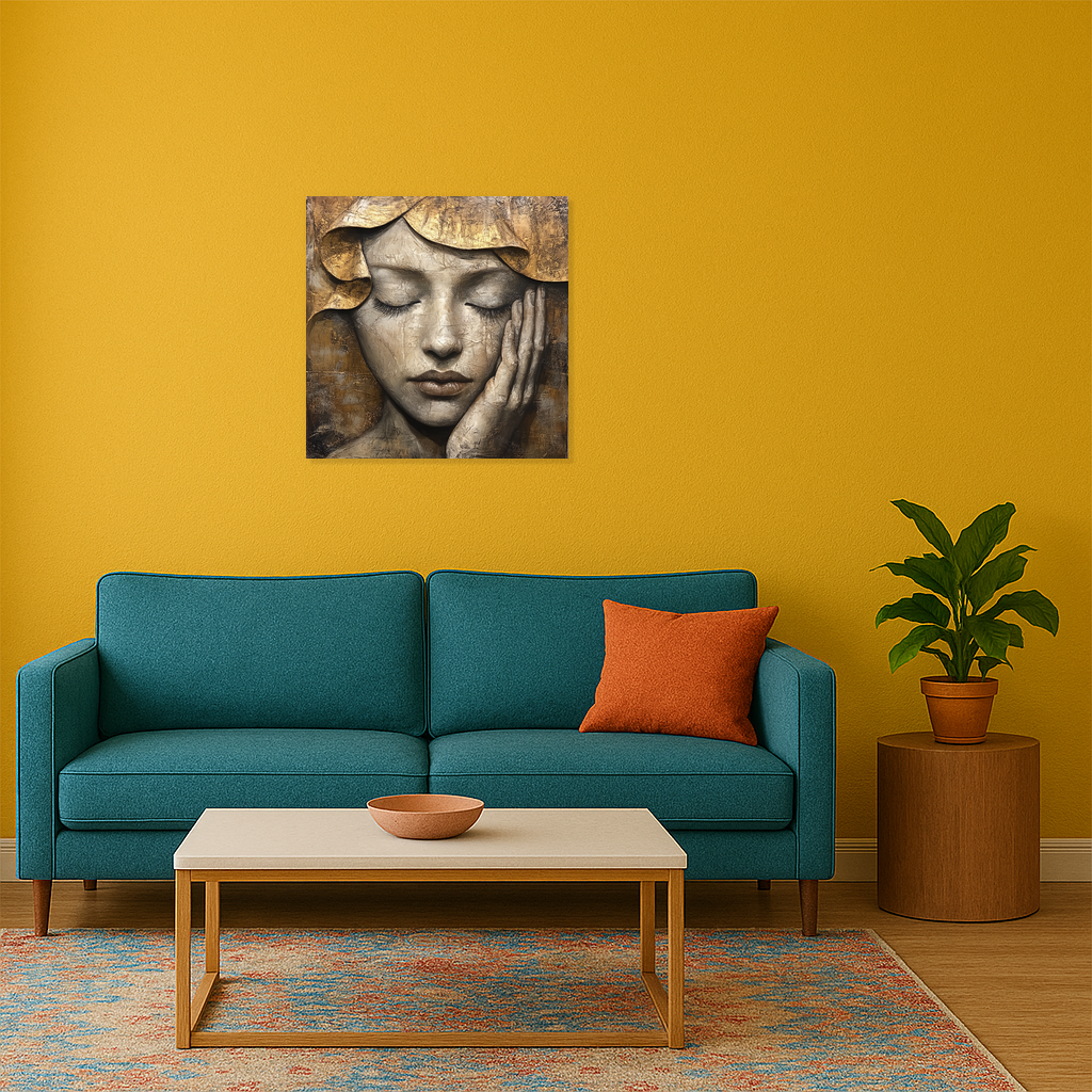 Dromerig Portret met Gouden Accenten