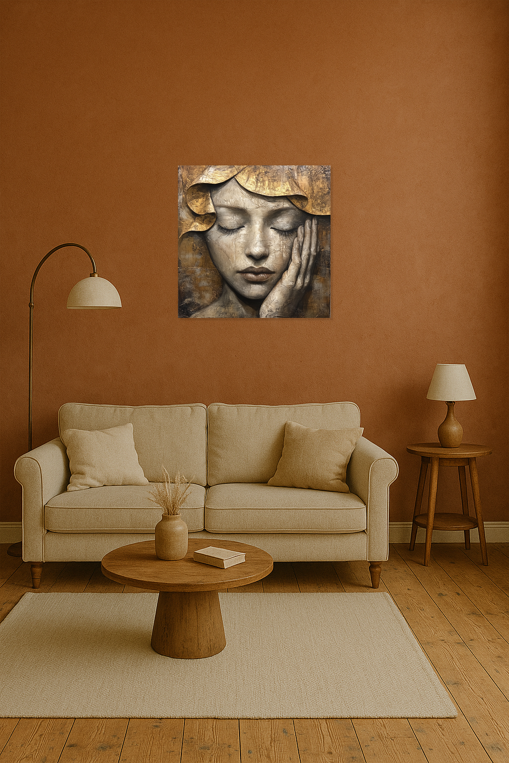 Dromerig Portret met Gouden Accenten
