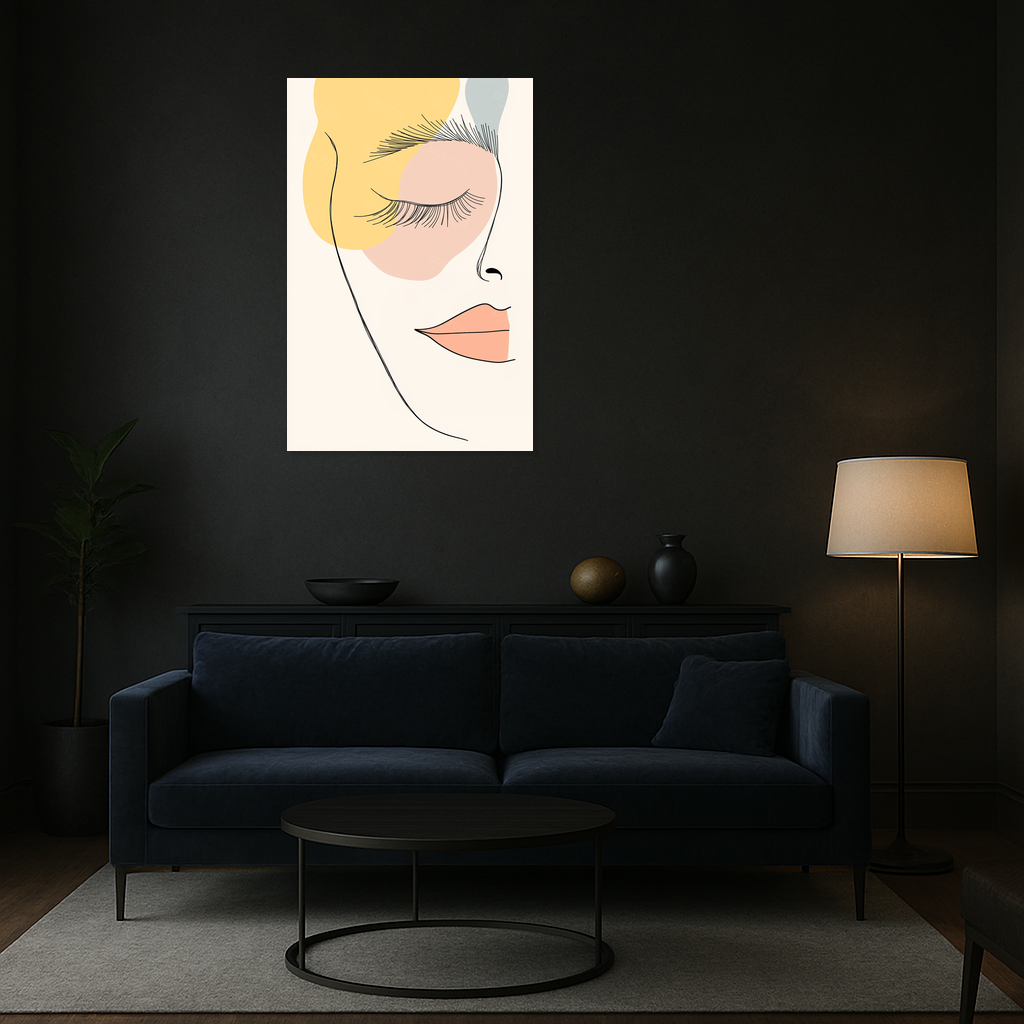 Dromerige Lijntekening Gezicht