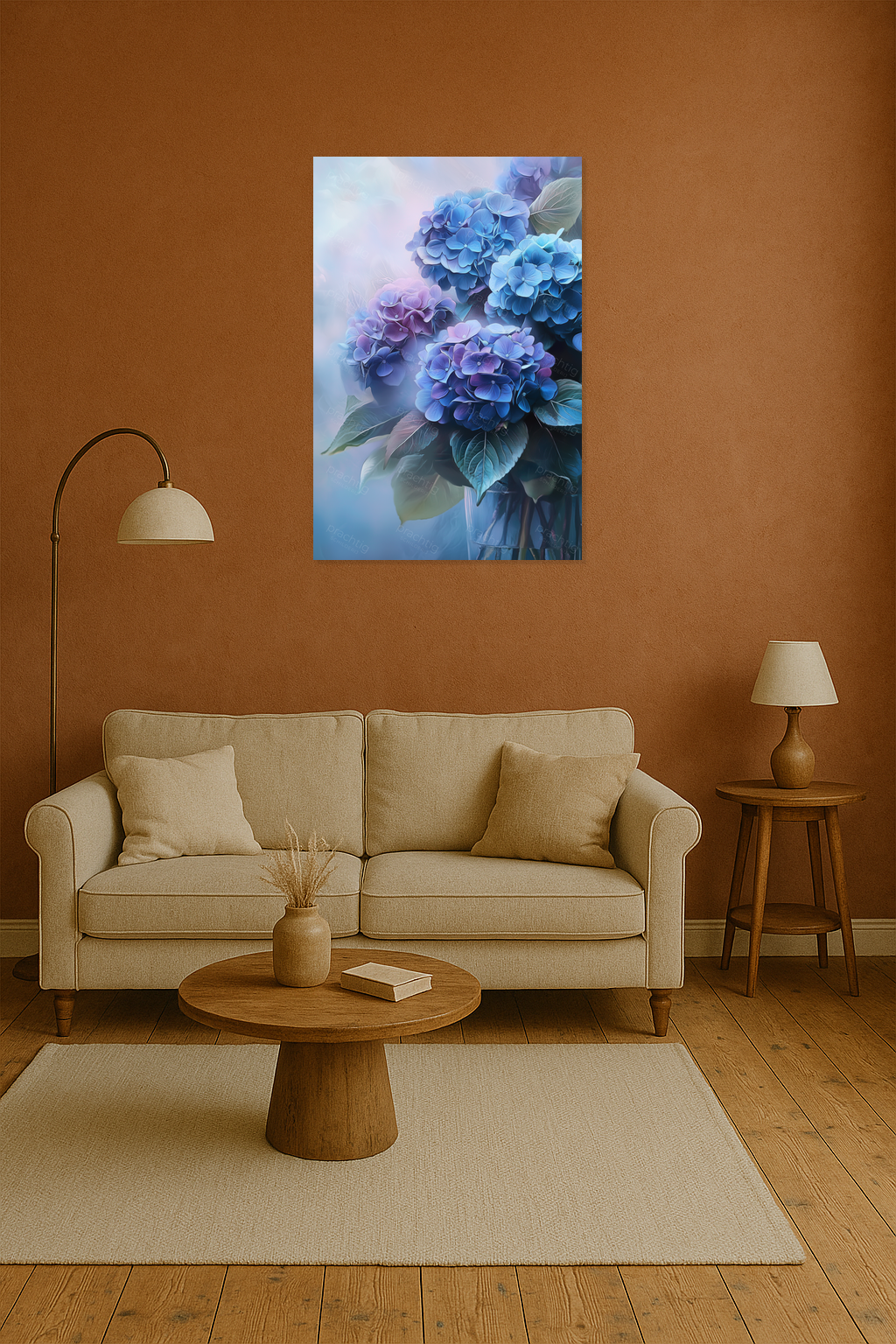 Blauwe Hortensia's in Vaas