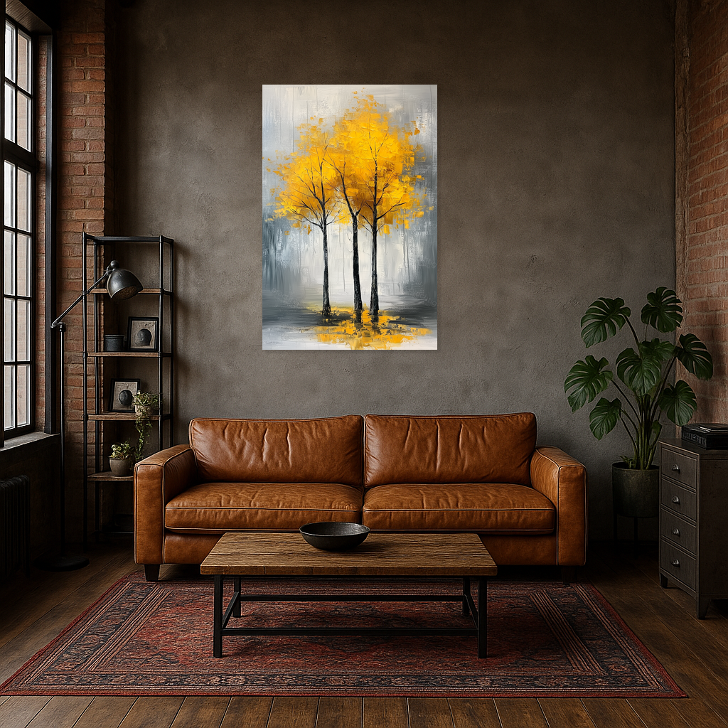 Drie bomen met gouden bladeren
