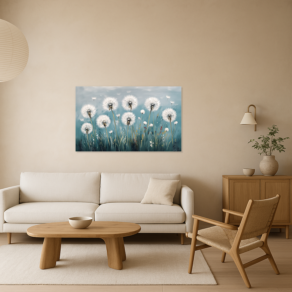 Dansende paardenbloemen in de wind