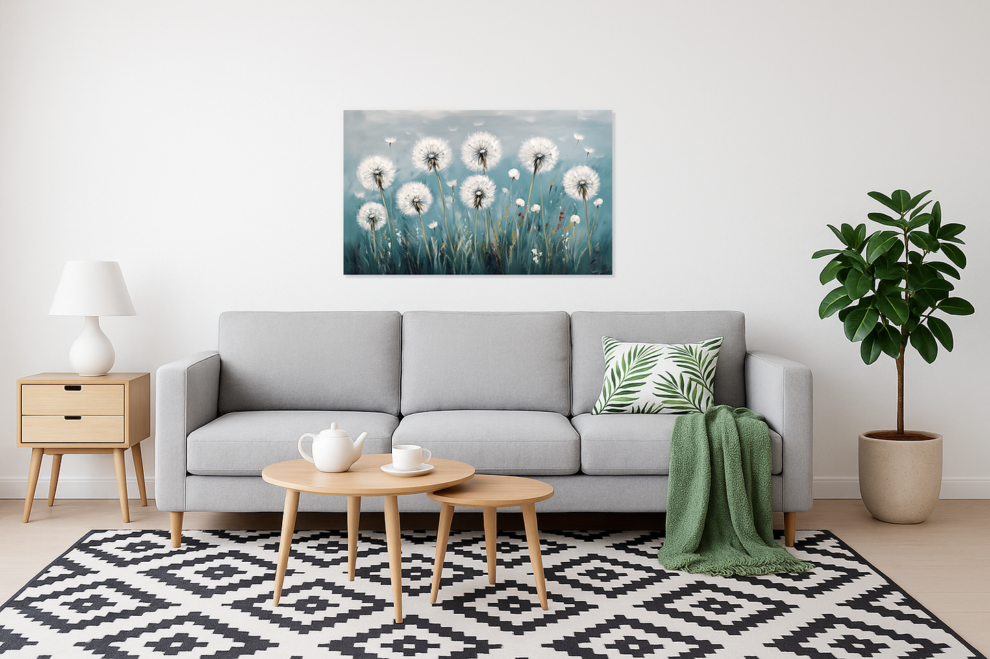 Dansende paardenbloemen in de wind