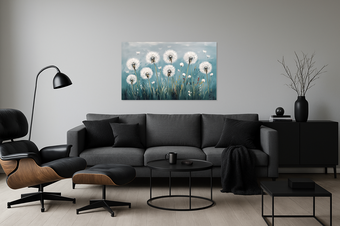 Dansende paardenbloemen in de wind