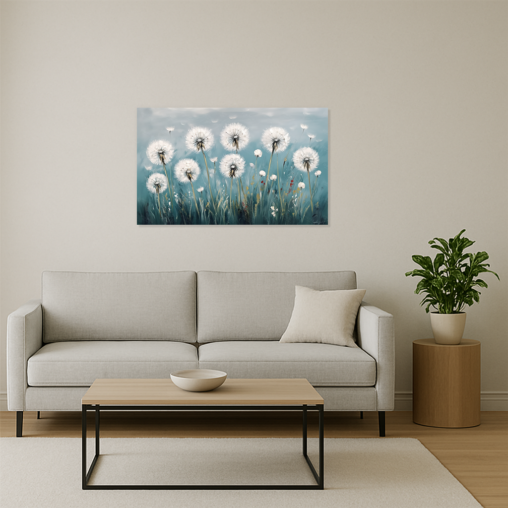 Dansende paardenbloemen in de wind