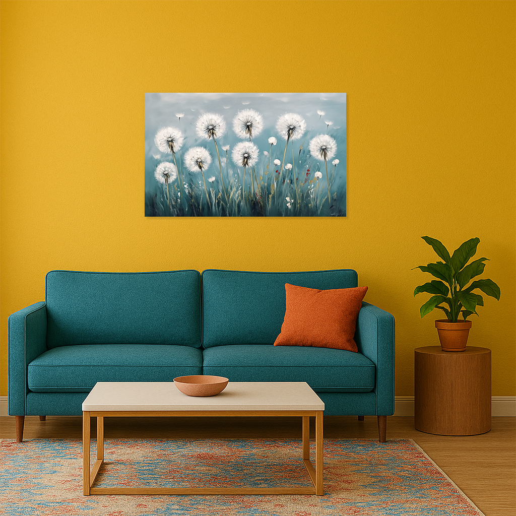 Dansende paardenbloemen in de wind