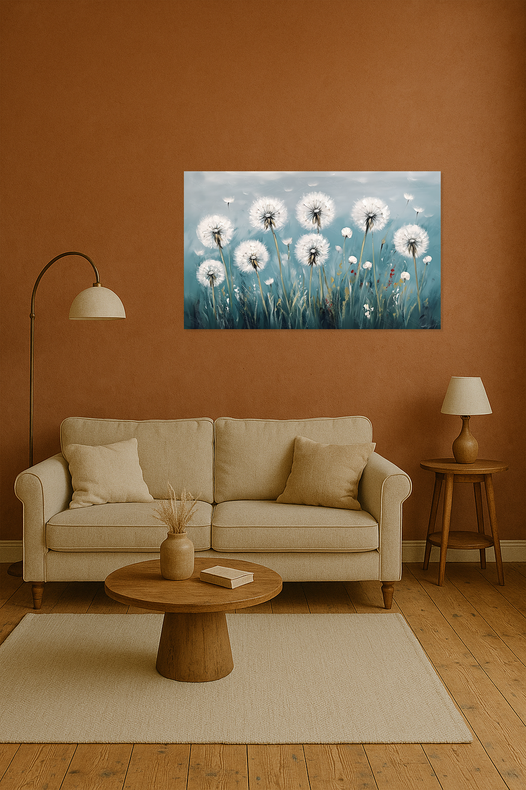 Dansende paardenbloemen in de wind