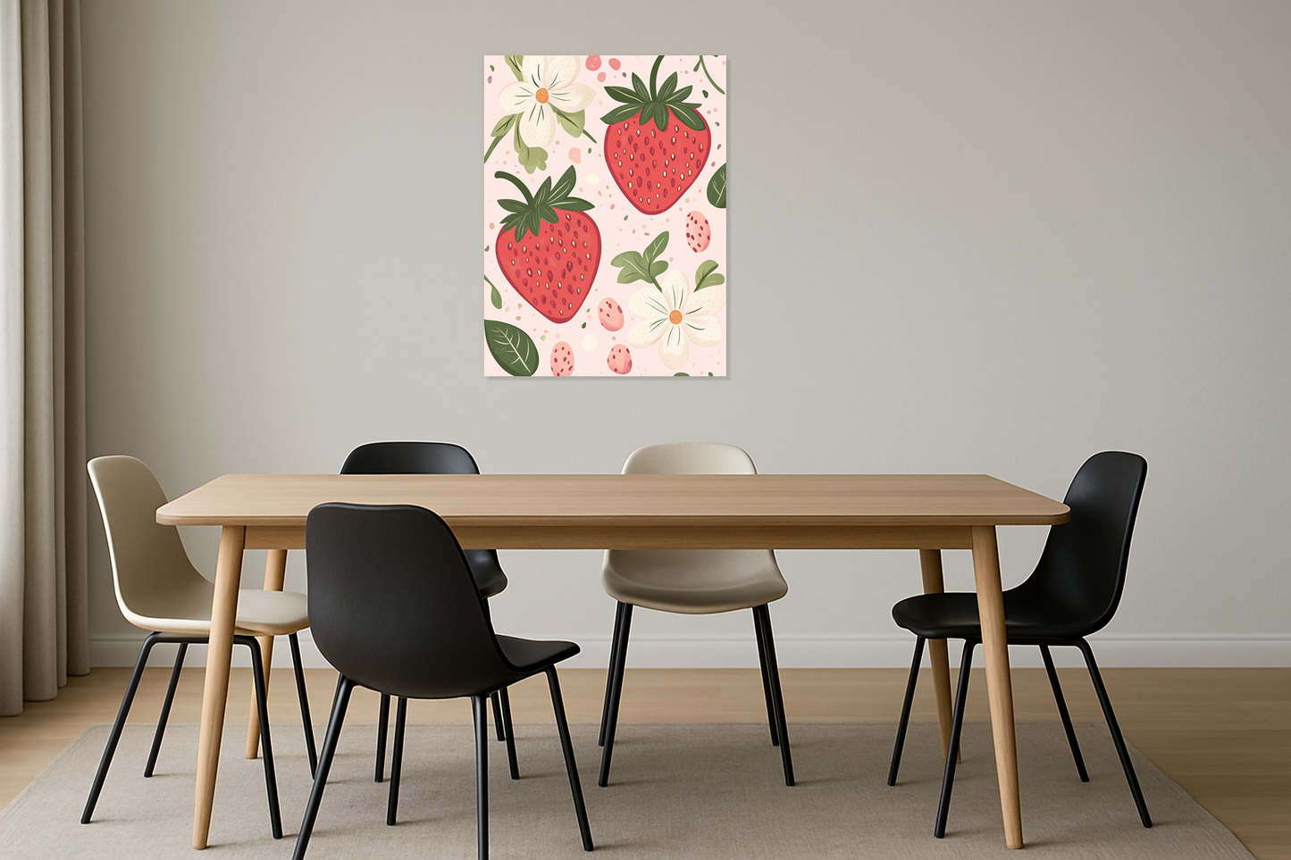 Aardbeien en Bloemen Speelse Compositie