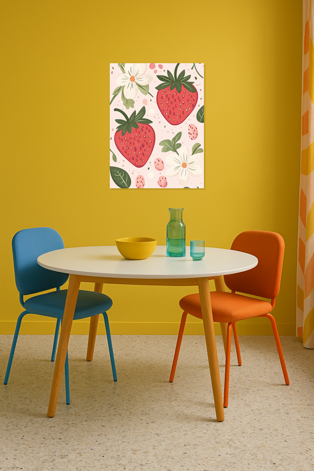 Aardbeien en Bloemen Speelse Compositie