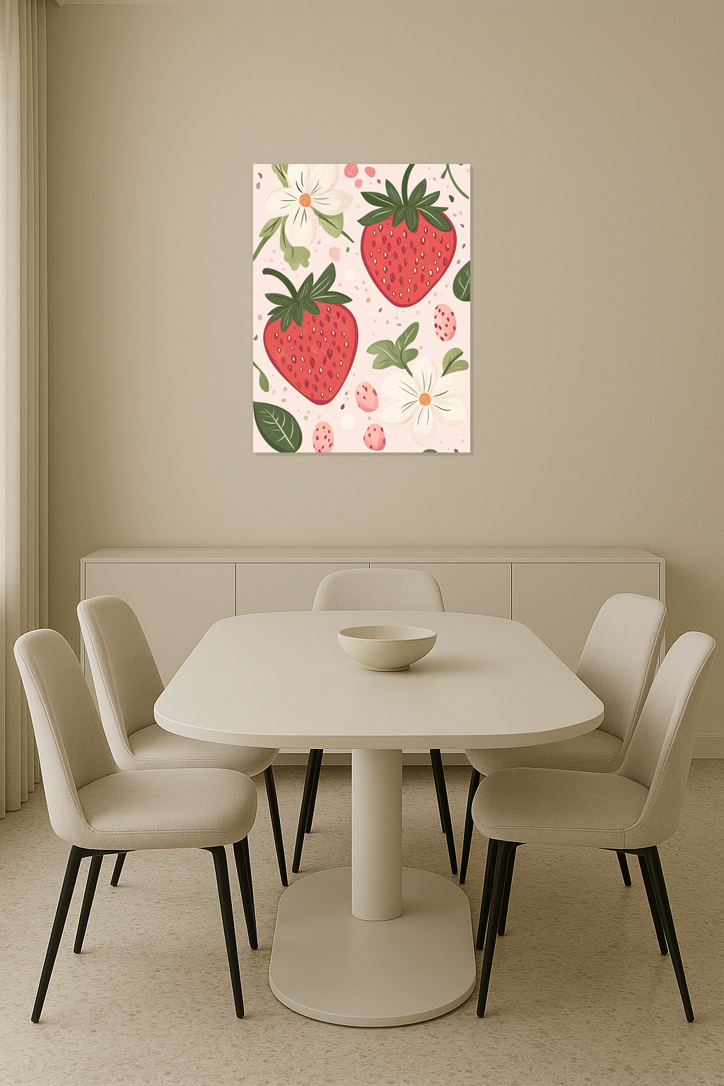 Aardbeien en Bloemen Speelse Compositie